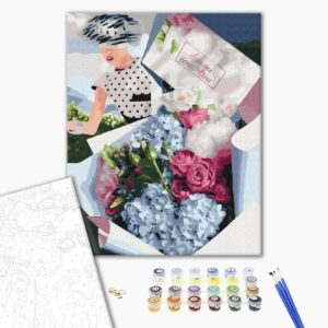 Malowanie po numerach Bukiet dla pani retro