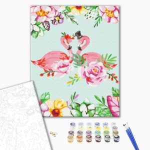 Malowanie po numerach Flamingi w sztuce kwiatowej