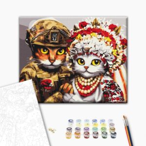 Malowanie po numerach Ślub dzielnych kotów © Marianna Pashchuk