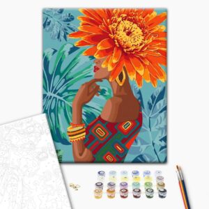 Malowanie po numerach Dziewczyna - tropikalny kwiat