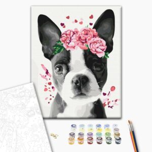 Malowanie po numerach Boston Terrier w okleinie