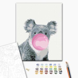 Malowanie po numerach Koala z gumą balonową