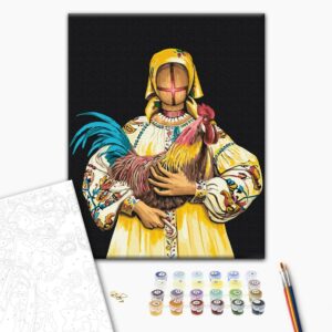 Malowanie po numerach Kręcona lalka z kogutem ©Valeriya Macarenco