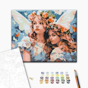 Malowanie po numerach Anioły w kwiecistych wieńcach