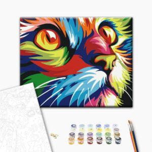 Malowanie po numerach Tęczowy kot
