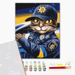Malowanie po numerach Premium Cop cat ©marysha_art