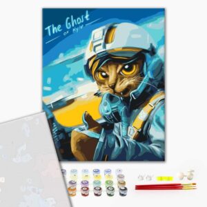 Malowanie po numerach Premium Cat Ghost of Kyiv ©Marianna Pashchuk