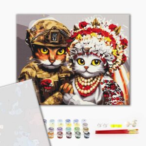 Malowanie po numerach Premium Wedding of brave cats ©Marianna Pashchuk
