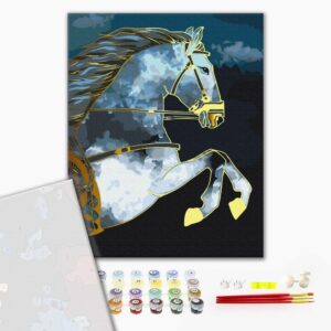 Malowanie po numerach Premium Koń ze złotą farbą