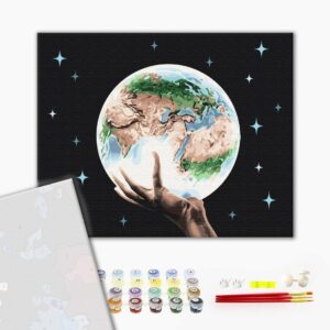 Malowanie po numerach Premium Planeta w rękach człowieka