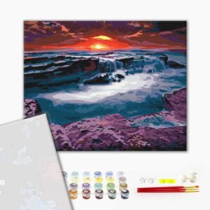 Malowanie po numerach Premium Sunset at the waterfall