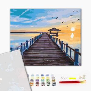 Malowanie po numerach Premium Most w zachodzie słońca