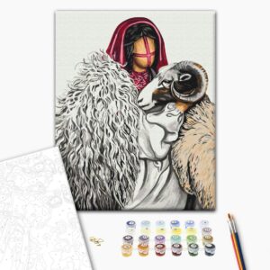 Malowanie po numerach Czerwony szalik © Valeriya Macarenco