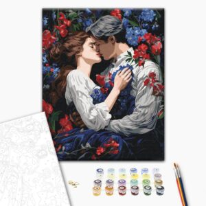 Malowanie po numerach Pocałunek w kwitnącym ogrodzie