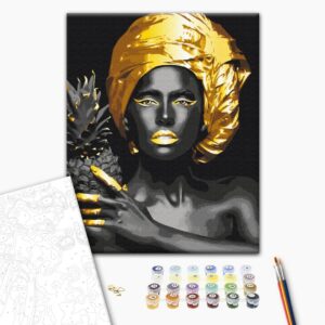 Malowanie po numerach Egzotyczne piękno ze złotą farbą