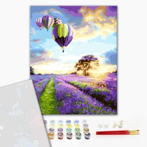 Malowanie po numerach Premium Lot nad polem lawendy
