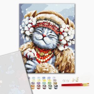 Malowanie po numerach Premium Cat Winter ©Marianna Pashchuk