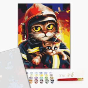 Malowanie po numerach Premium Kotka ratowniczka ©Marianna Pashchuk