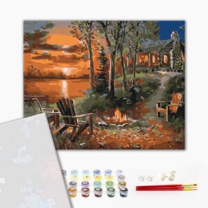 Malowanie po numerach Premium Dom nad jeziorem